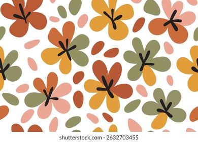 Patrón floral Abstractas, estilo de manchas de color, patrón sin fisuras para el diseño de moda, tela, Fondo de pantalla y estampados sobre fondo blanco.