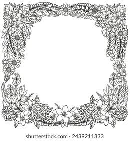 Patrón floral abstracto. Página para colorear para adultos y niños.