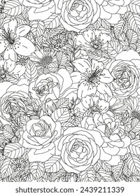 Abstract floral pattern. Coloring page for adults and children.