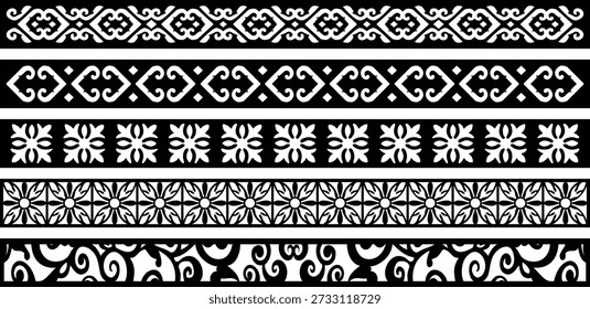Patrón floral Abstractas con Elementos en blanco y negro contrastantes