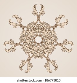 Abstract floral pattern for decor. Illustration in light and dark brown colors