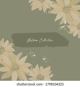 Abstraktes Blumenmuster-Design für Herbst-Social-Media, Cover, Header, Banner, Grußkarten, Einladungen, Web-Design.