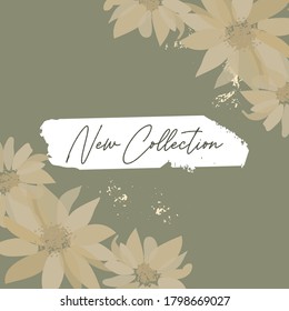 Abstract floral pattern design for autumn social media, covers, headers, banners, greeting cards, invitations, web design.