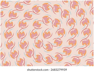 Abstract floral pattern design, repeating elements, vibrant color palette, decorative background