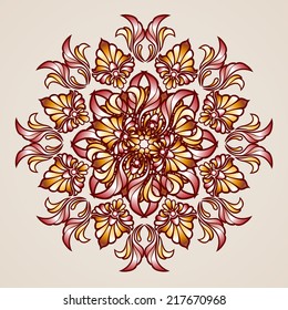 Abstract floral pattern element in the form of flower from leafs and vines