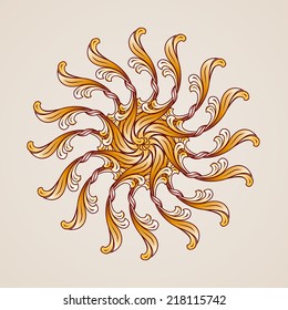 Abstract floral pattern element in the form of flower from gold