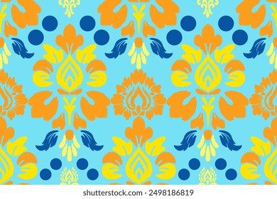 The abstract floral pattern of the ethnic design fabric is ideal for decorating items such as pillows or bags. Adds brightness and character to a space Can be used for both fashion and home decoration