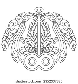 Abstract floral pattern. flower design black circle clip art creative