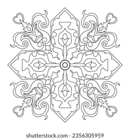 Abstract floral pattern. flower design black circle clip art creative