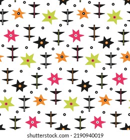 Abstract floral pattern with flowers on white background. Seamless natural spring wallpaper. Simple repeat texture. Product design for International Women's Day, mother's Day. Vector ir illustration.