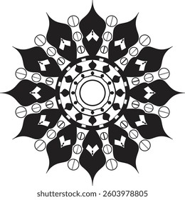 Abstract Floral Pattern with Gear and Technology Elements