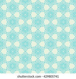 Abstract floral pattern. Geometric flowers in seamless vector pattern. Pattern with abstract flowers in oriental arabesque style. Seamless vector background.