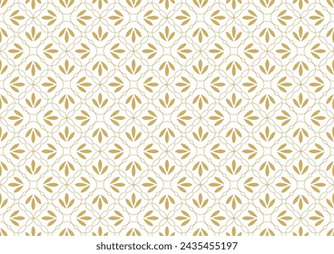 Patrón floral abstracto. Adorno geométrico de la hoja. Patrón moderno gráfico. Fondo de vector dorado y blanco.