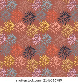 Abstraktes Blumenmuster, geometrisch wiederholter Hintergrund, bunter Vektorgrafik-Design.