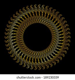 Abstract floral pattern in gold colors over black