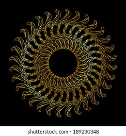 Abstract floral pattern in golden colors over black