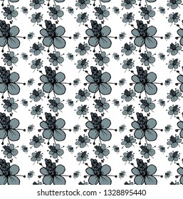 Abstract floral pattern in gray and black color contour, on a white background, isolated, stock vector illustration for design and decor, prints, fabrics, wrapping paper