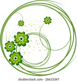 Abstract floral pattern in green colors (vector)