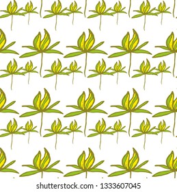 Abstract floral pattern in green and yellow colors contour, on a white background, stock vector illustration for design and decor, prints, fabrics, wrapping paper