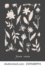 abstract floral pattern with hand drawn brush stroke floral elements for posters, banners, prints, wallpaper, cards, templates, wall art, etc. EPS 10