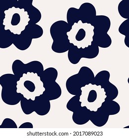 Abstract floral pattern, hand-drawn beautiful blue flowers. Illustration for printing on fabric, interior. Vector.