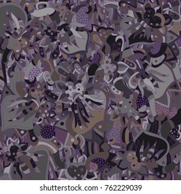 Abstract floral pattern. Hand-drawn, doodle, hearts
