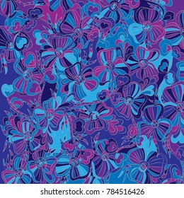 Abstract floral pattern. Hand-drawn, doodle