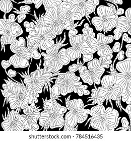 Abstract floral pattern. Hand-drawn, doodle
