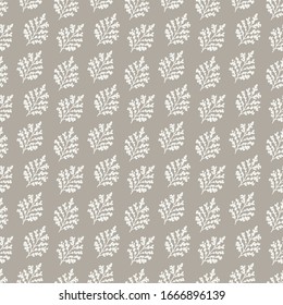 Abstract floral pattern with hand-drawn herb leaves and flowers