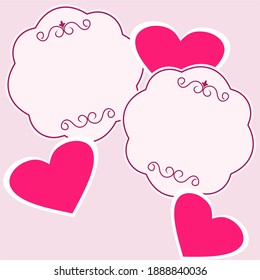 Abstract floral pattern with hearts. Template greeting card, invitation and advertising banner, brochure. Cute Valentine cards. Wrapping paper for present. Vector