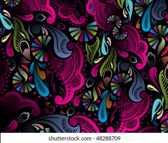 abstract floral pattern, highly detailed seamless design, vector illustration.