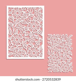 Abstractas patrón floral. Plantilla cortada por láser para papel, cartón, madera y metal. Abstractas patrón floral. Adecuado para invitaciones de boda, tarjetas de felicitación, menús, paneles decorativos, etc. Vector