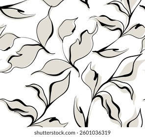 Abstract floral pattern. Leaves and flowers pattern.