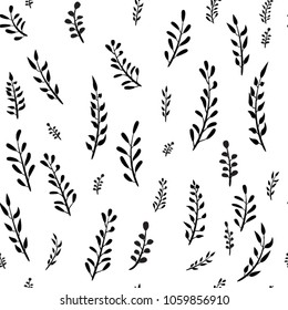 Abstract floral pattern Leaves swirl geometric seamless texture. Stylish abstract vector plant ornamental background