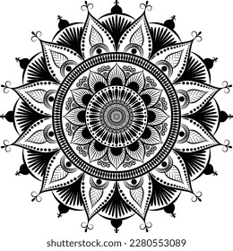 Abstract floral pattern mandala art isolated on a white background, decoration element for yoga banner, meditation, invitation card design, wedding, tattoo, mandala element for your design, vector art