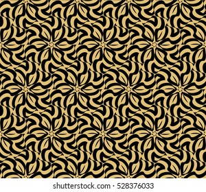 abstract floral pattern. modern ornament. vector illustration for design wedding invitation, background, wallpaper. gold on black