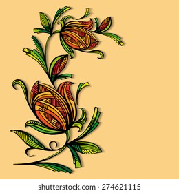 Abstract floral pattern on a background of warm color