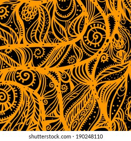 Abstract floral pattern on a black background - vector