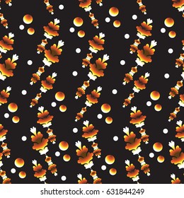 Abstract floral pattern on a black background. Seamless pattern. Design for textiles, ceramics, backgrounds, fabric, glass.