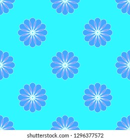 Abstract floral pattern on the cyan background