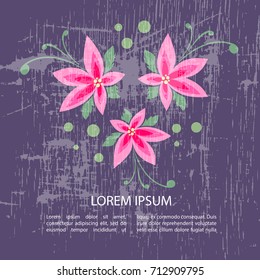 Abstract floral pattern on dark background. Template for banners or flyers.