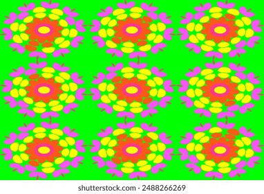 Abstract floral pattern on a green background