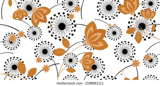 Abstract floral pattern on white. Vector Illustration.