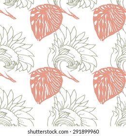 Abstract floral pattern on a white background.Seamless.