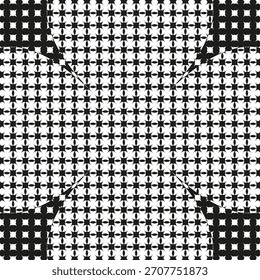 Abstract floral pattern. Optical illusion square. Geometric clover Vector. Black white texture.