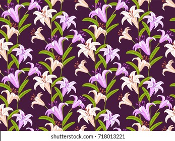 Abstract floral pattern with pink lily.