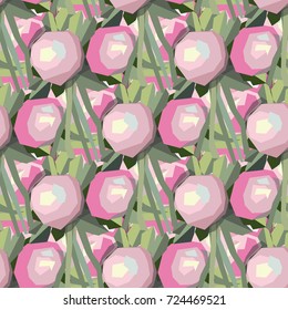 abstract floral pattern with pink roses