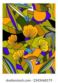 Resumen de patrones florales, plantas y flores ilustraciones exóticas de vectores dibujadas a mano. Exótico, colorido, adorno, diseño de motivos para la moda, tela, papel pintado.