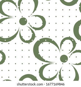 Abstract floral pattern, polka, seamless vector background.
