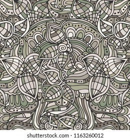 Abstract floral pattern. Psychedelic, sketch drawn by hand